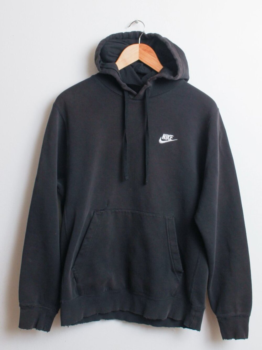 Nike Hoodie Mens Small Black Distressed Pullover
